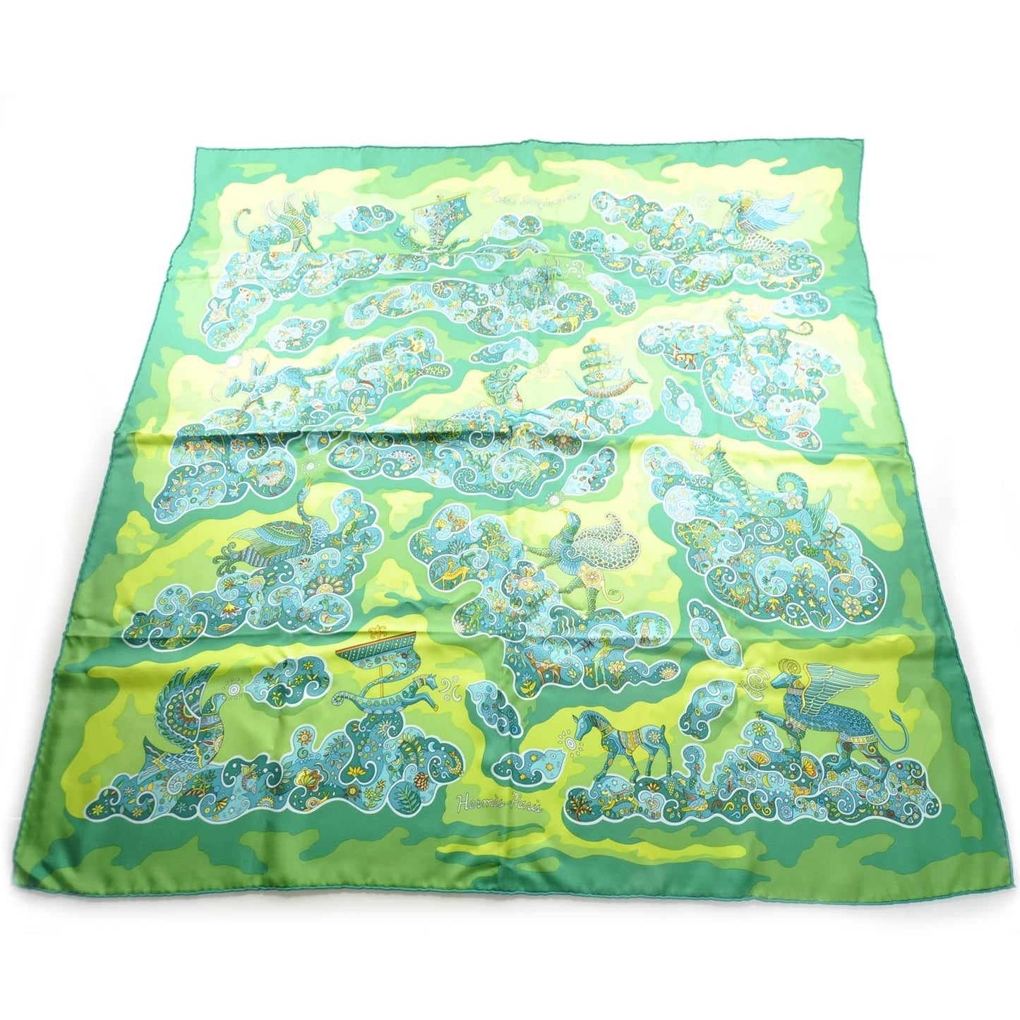 Silk Nuees Imaginaires Scarf 90 Green