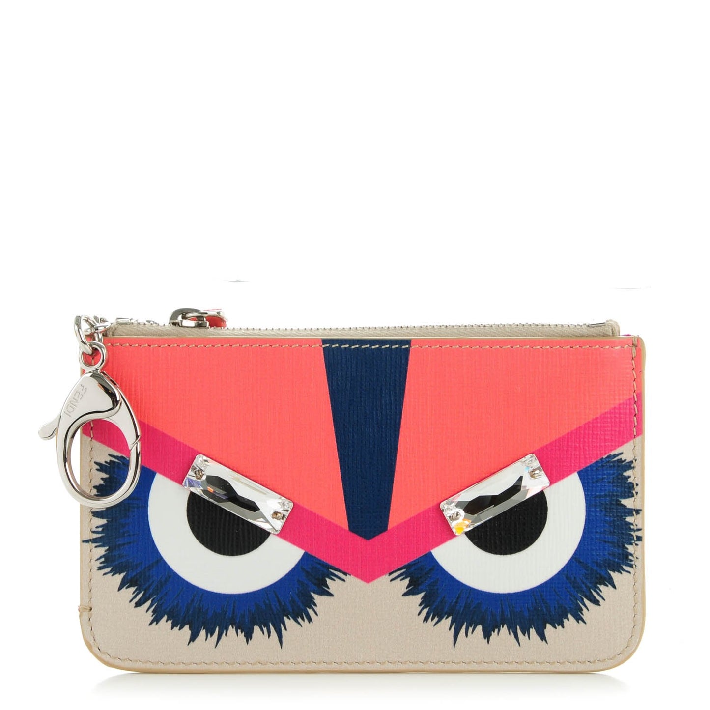 Saffiano Crystal Eye Monster Coin Pouch Key Case Bellini Multicolor