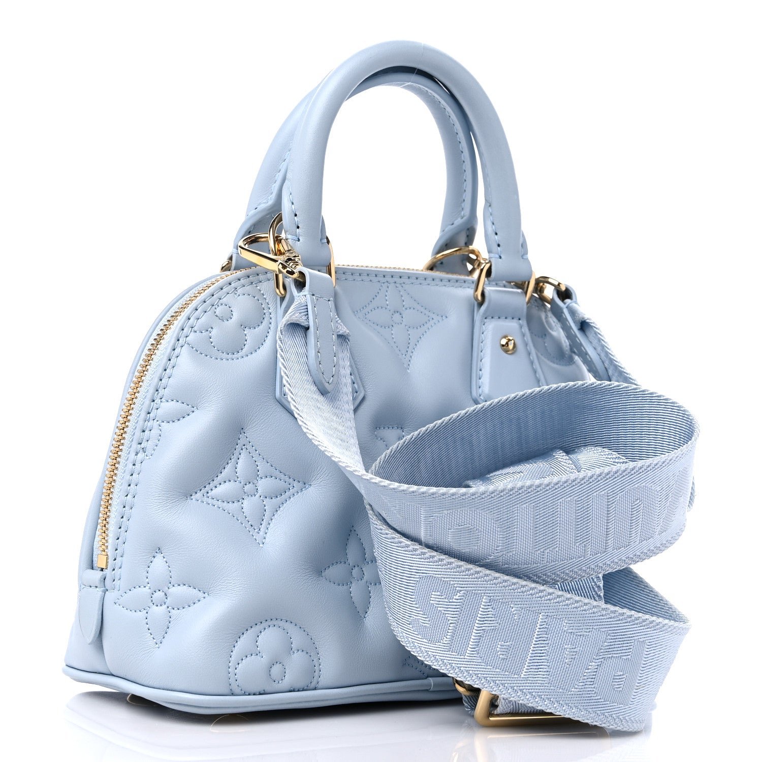 Louis Vuitton Calfskin Bubblegram Alma BB Ice Blue 3 of 9
