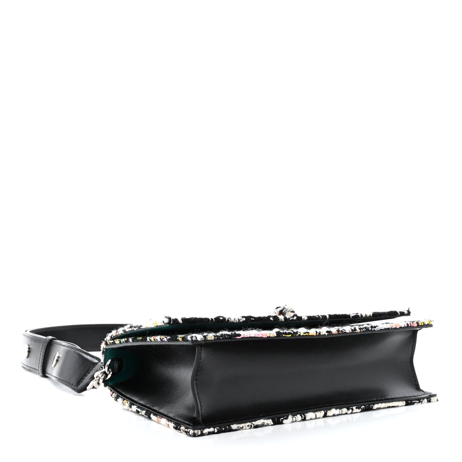 Alexander McQueen Tweed Skull Lock Mini Crossbody Bag Black Multicolor 4 of 10