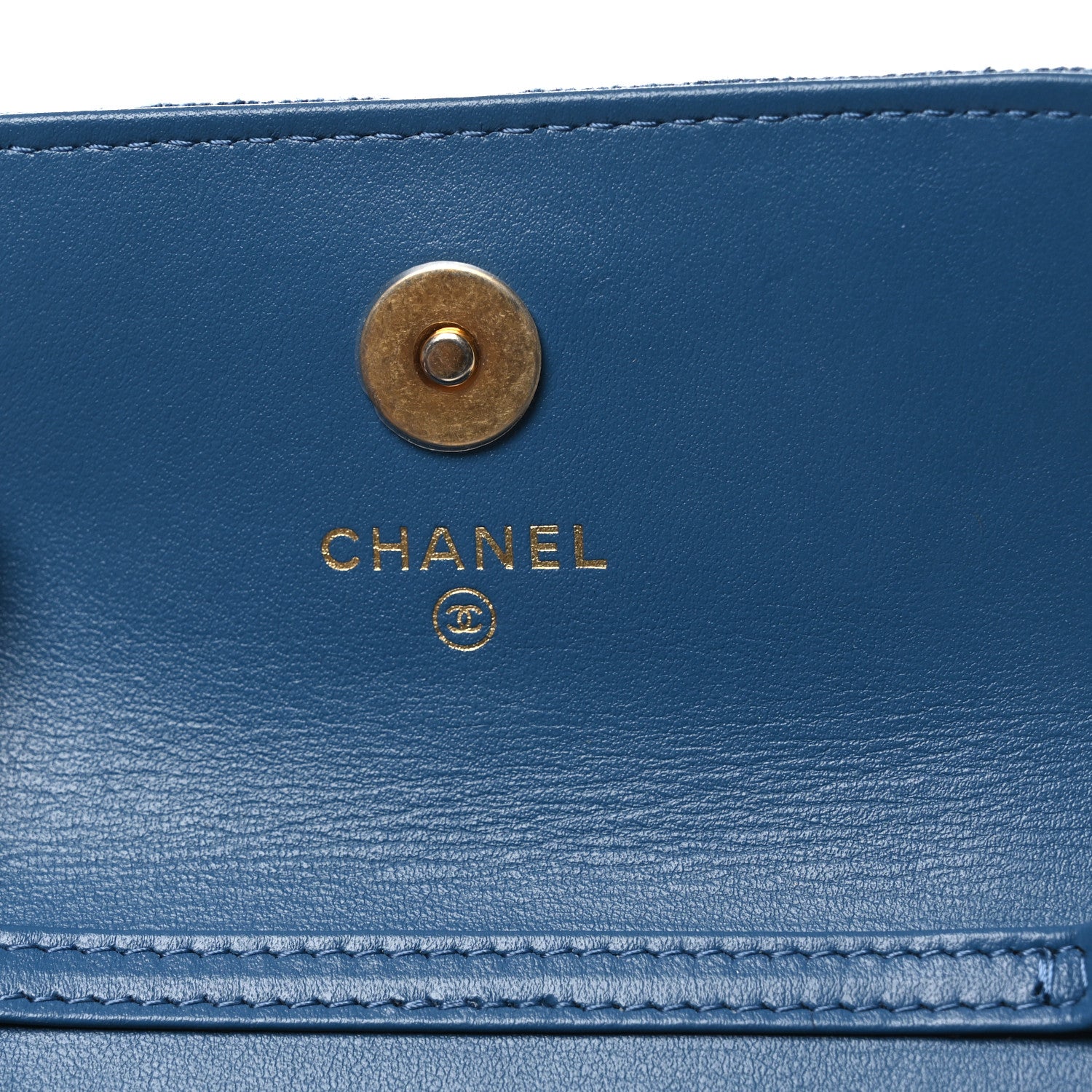Chanel Denim Quilted CC Pearl Crush Clutch With Chain Blue Blue 6 of 12