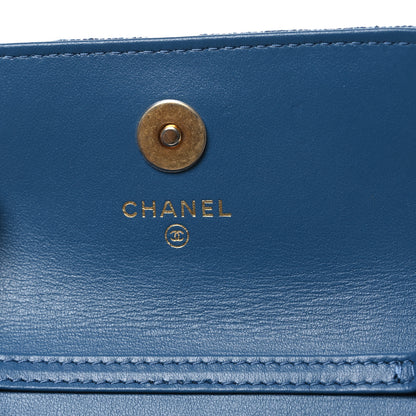 Chanel Denim Quilted CC Pearl Crush Clutch With Chain Blue Blue 6 of 12