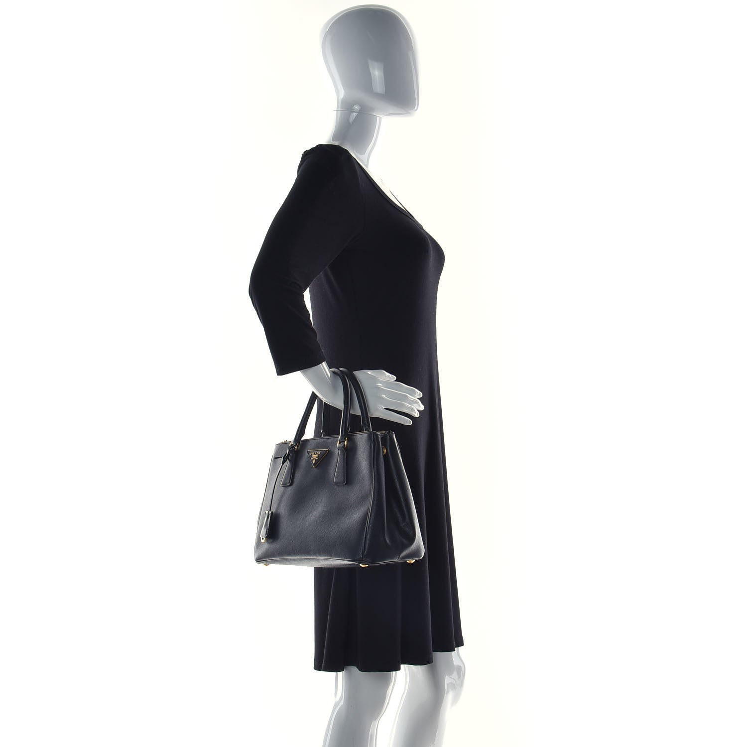 Prada Saffiano Small Galleria Double Zip Tote Black 2 of 14