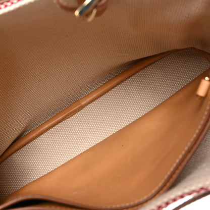Prada Canapa Vitello Small Buckle Bag Tan Red 5 of 9