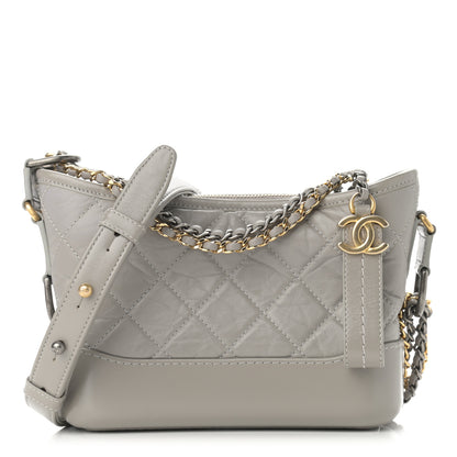 Chanel Aged Calfskin Quilted Small Gabrielle Hobo Grey 1 of 8