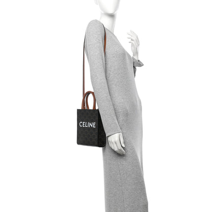 Celine Triomphe Canvas Calfskin Mini Vertical Cabas Tan 2 of 8