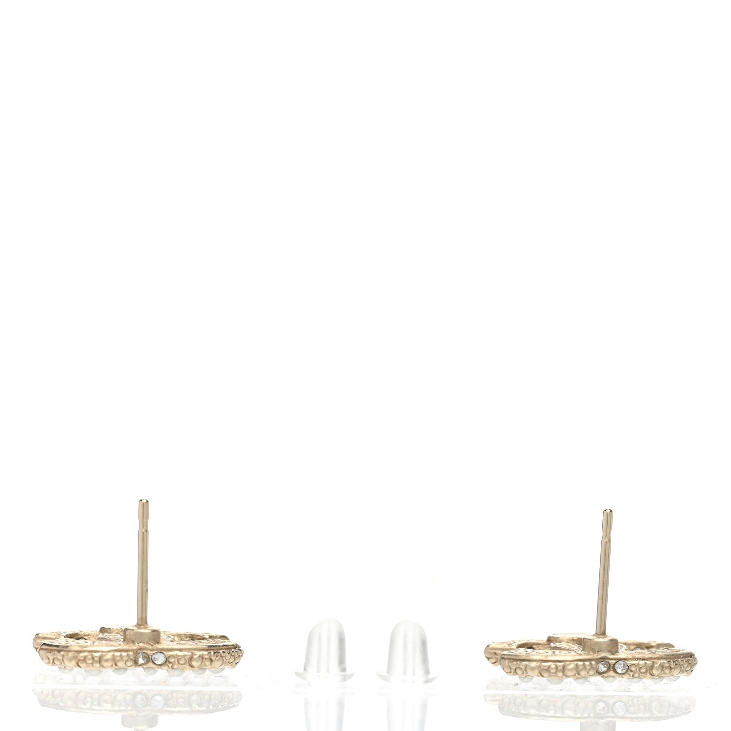 Chanel Metal Graduated Pearl Crystal CC Earrings Light Gold 5 of 10