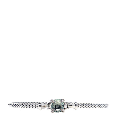 David Yurman Sterling Silver Prasiolite Diamond 8mm Chatelaine Bracelet 1 of 12