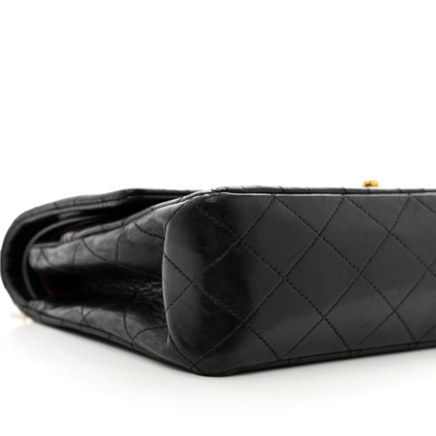 Lambskin Quilted Medium Double Flap Black