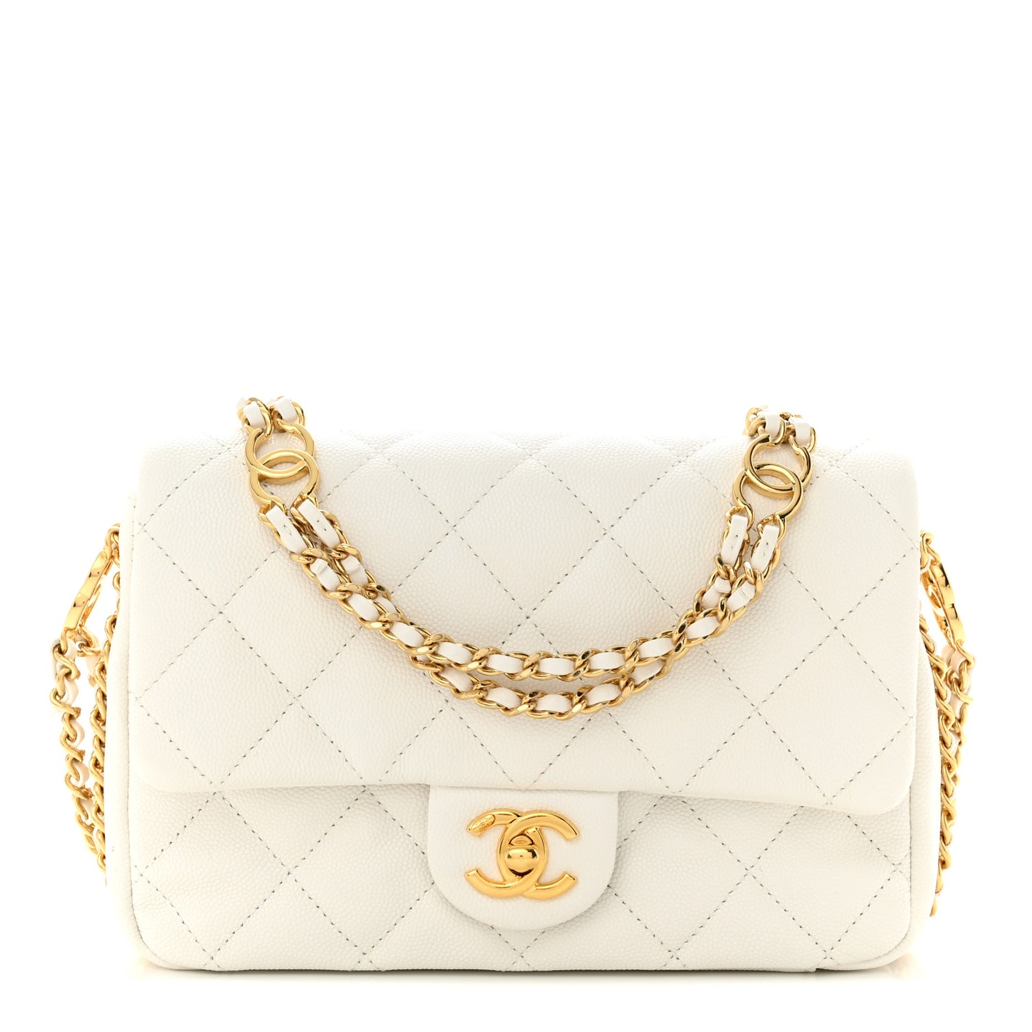 Caviar Quilted Mini CC You Flap White