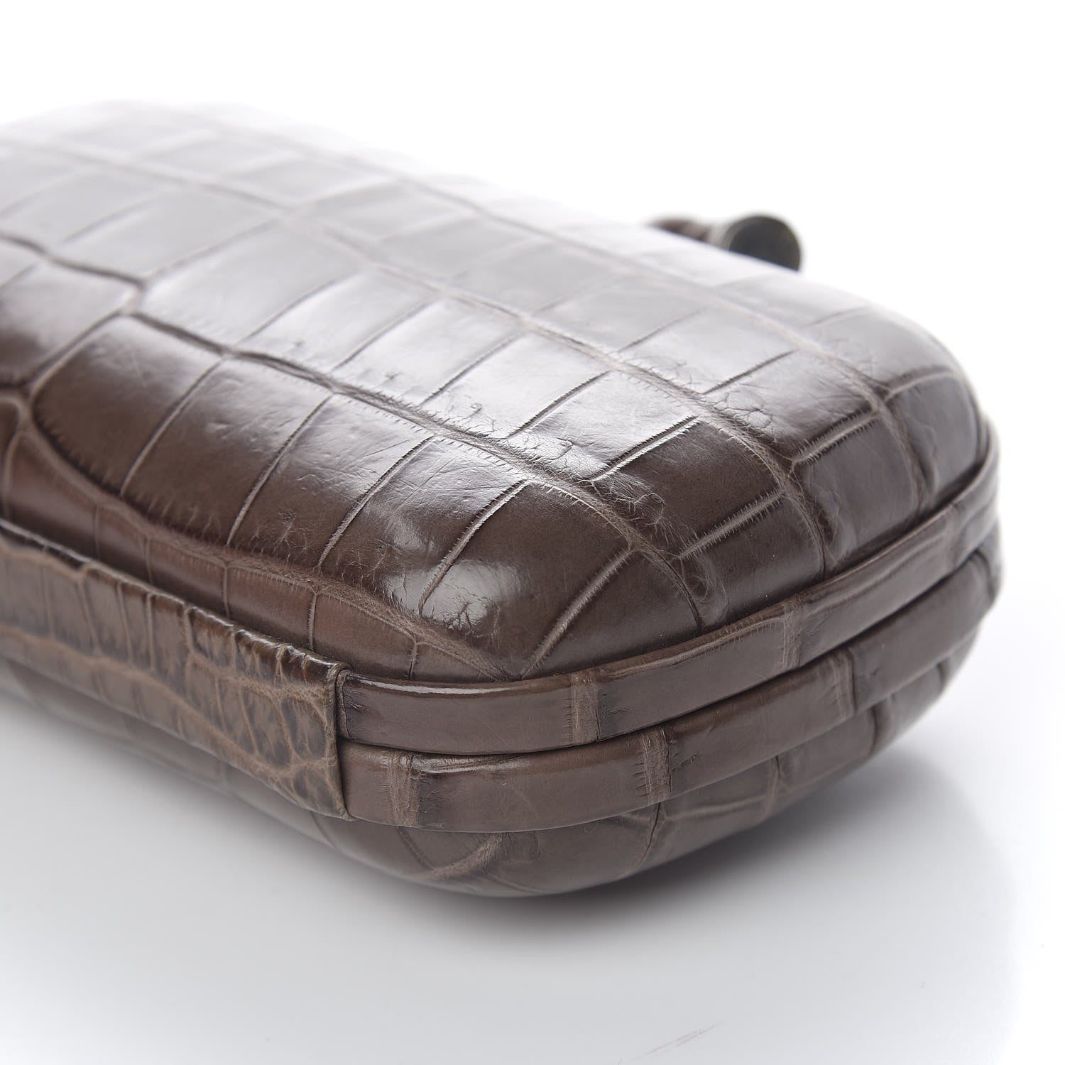 Bottega Veneta Crocodile Knot Clutch Brown 8 of 8