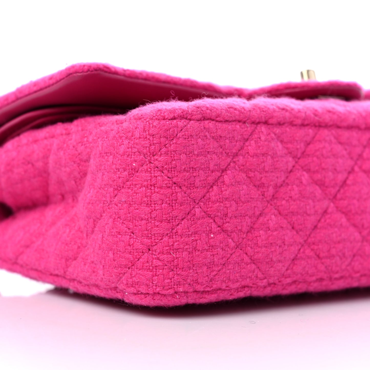 Tweed Quilted Medium Double Flap Fuchsia