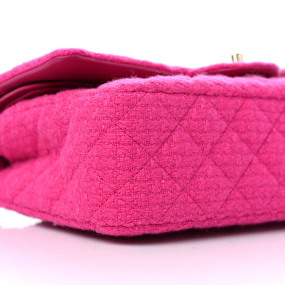 Chanel Tweed Quilted Medium Double Flap Fuchsia 8 of 10