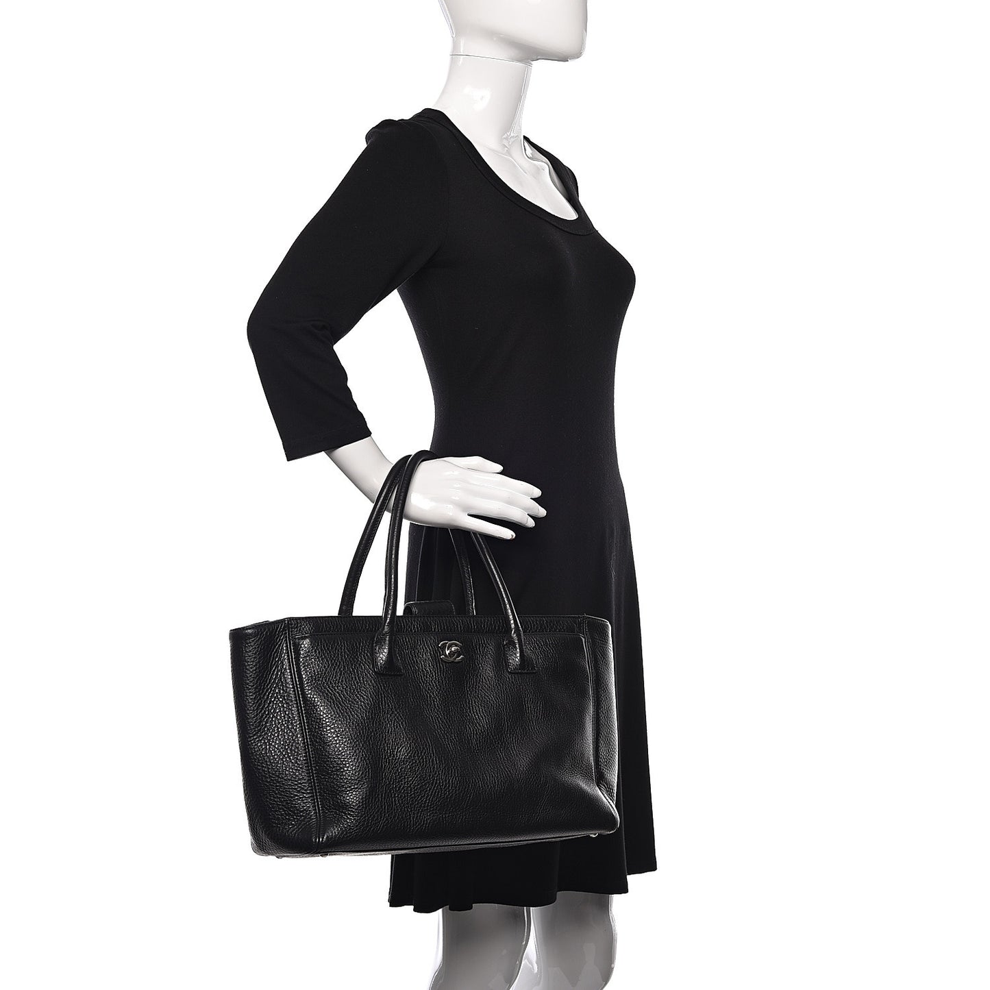 Calfskin Cerf Executive Shopper Tote Black