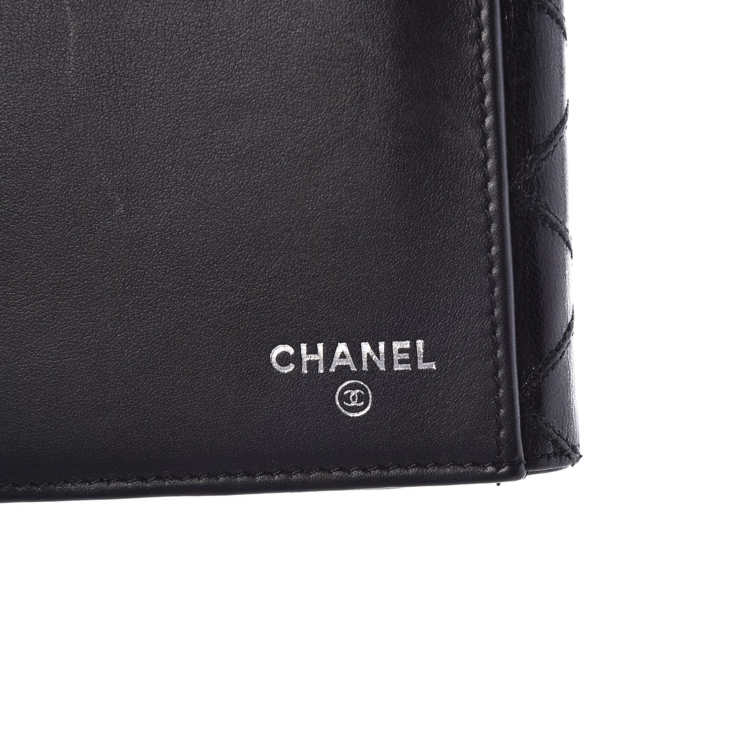 Lambskin Diamond Stitched Flap Wallet Black