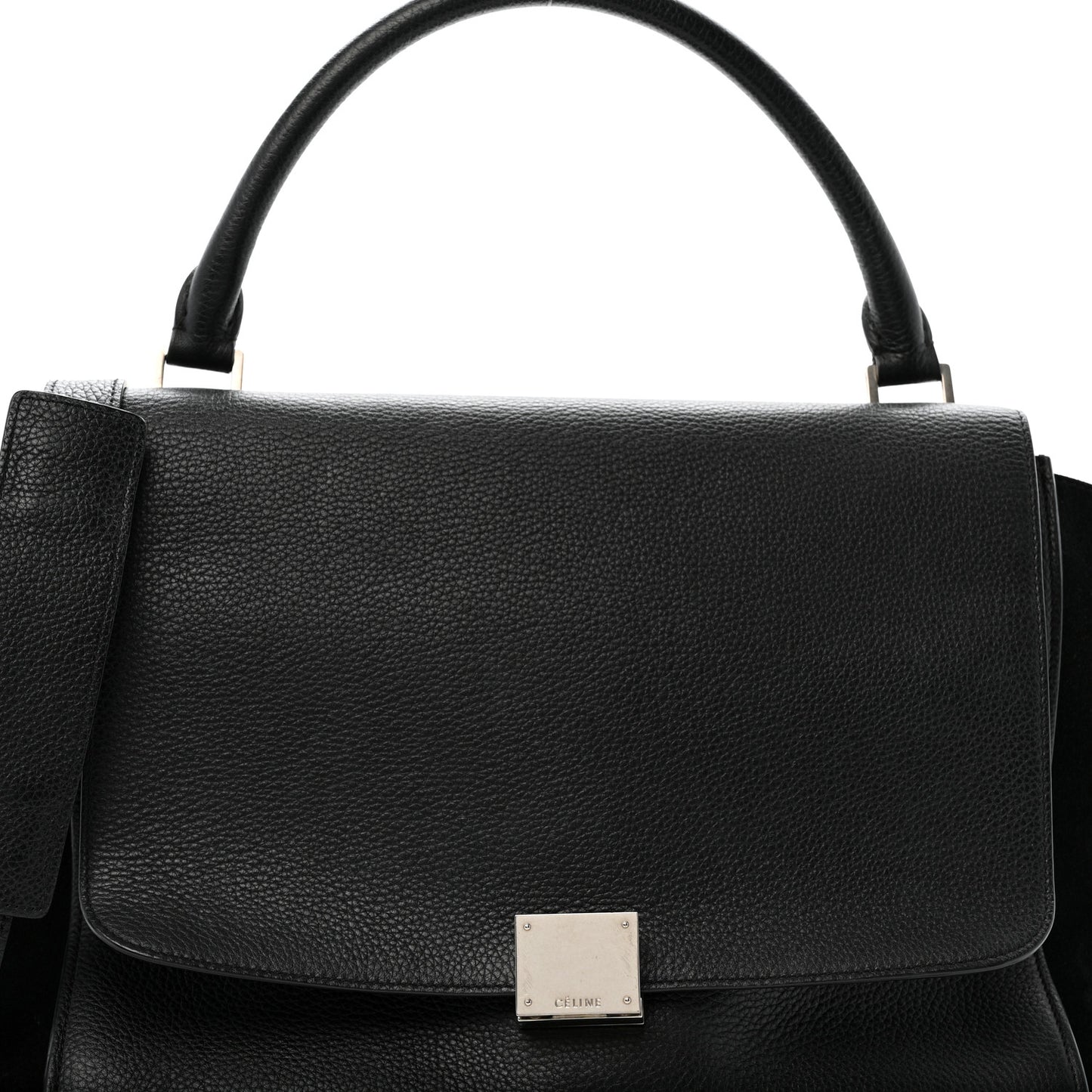 Drummed Calfskin Suede Medium Trapeze Black