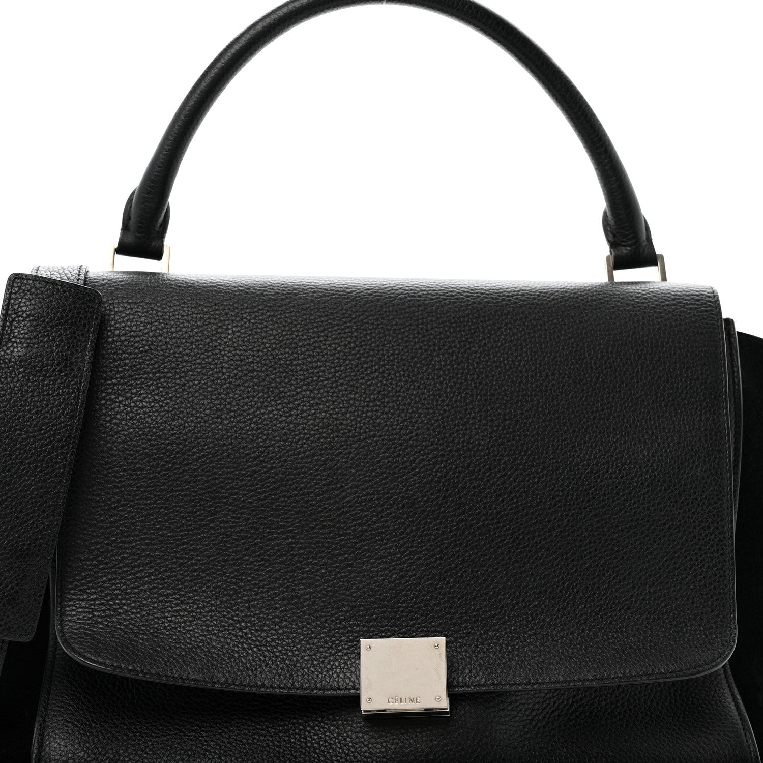 Celine Drummed Calfskin Suede Medium Trapeze Black 7 of 15