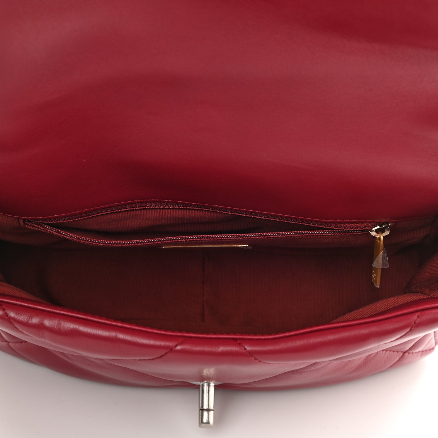 Lambskin Quilted Medium Chanel 19 Flap Dark Red