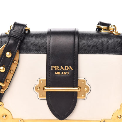 Prada City Calf Saffiano Cahier Bag Talco Black 11 of 12