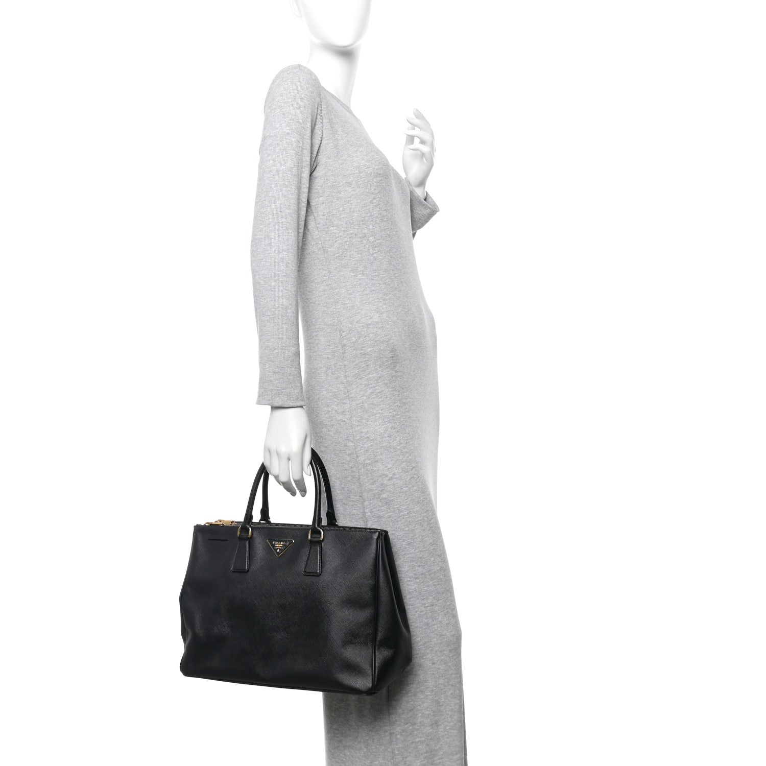Prada Saffiano Lux Large Galleria Double Zip Tote Black 2 of 10
