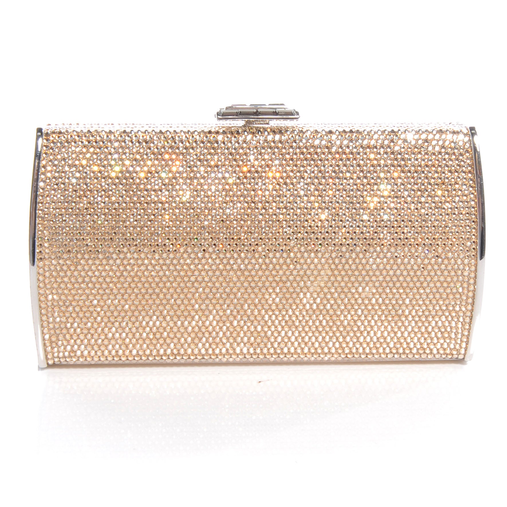 Judith Leiber Swarovski Crystal Minaudiere Clutch Gold 1 of 7