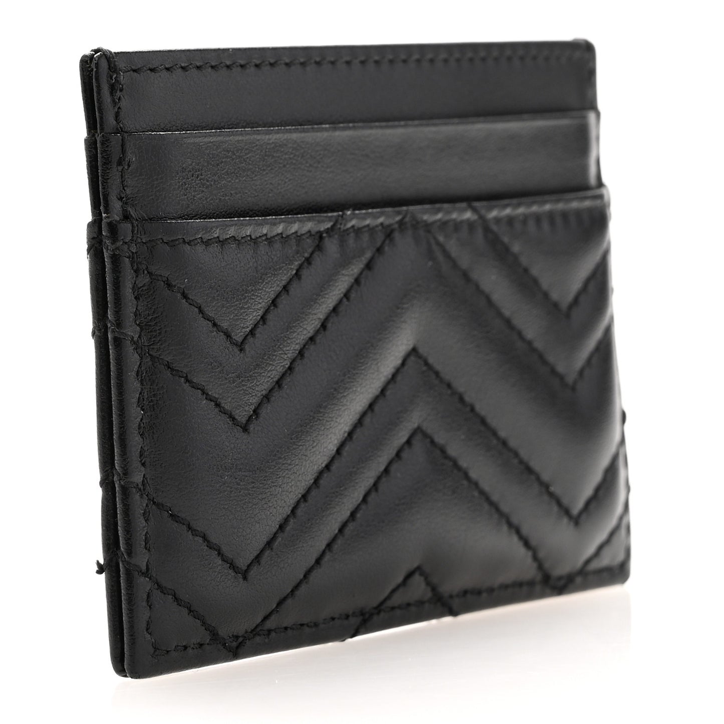 Calfskin Matelasse GG Marmont Card Holder Black