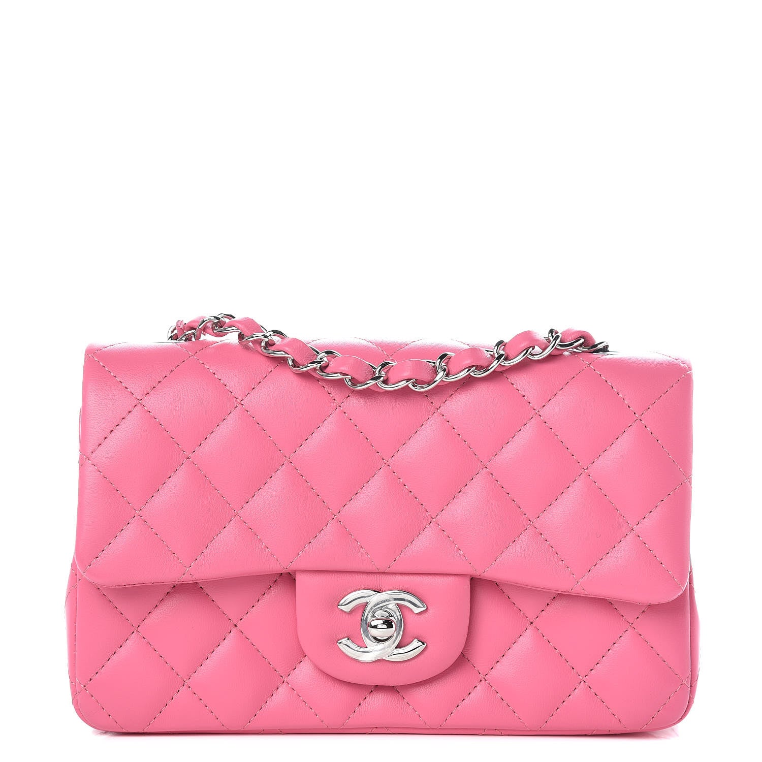 Chanel Lambskin Quilted Mini Rectangular Flap Pink 1 of 10
