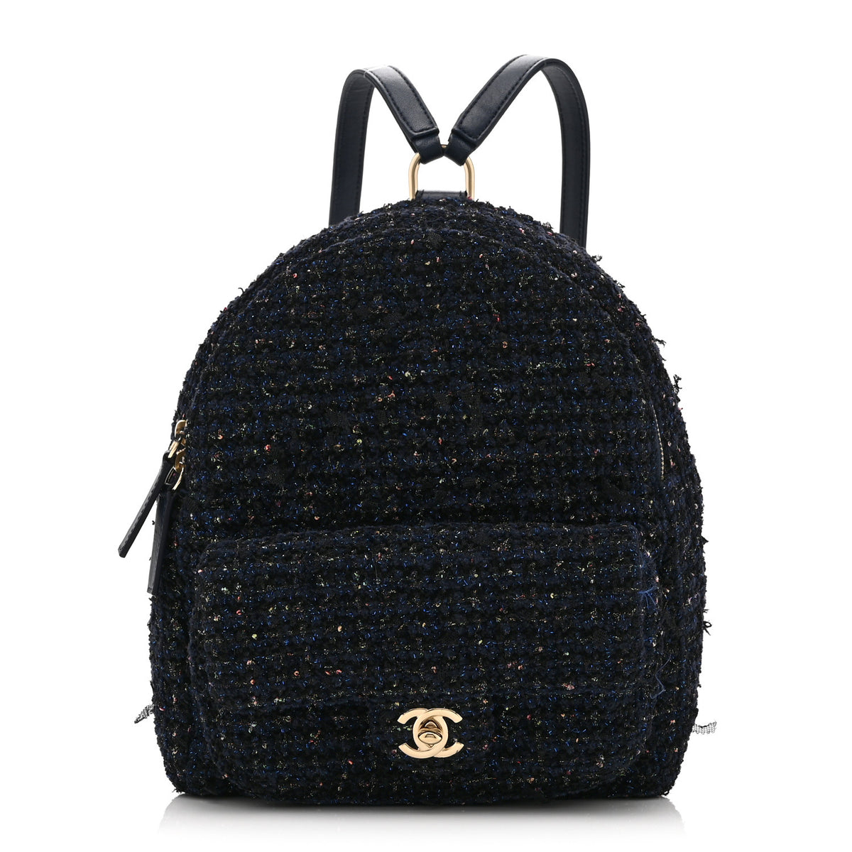 Tweed Front Pocket Backpack Navy