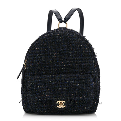 Chanel Tweed Front Pocket Backpack Navy 1 of 10