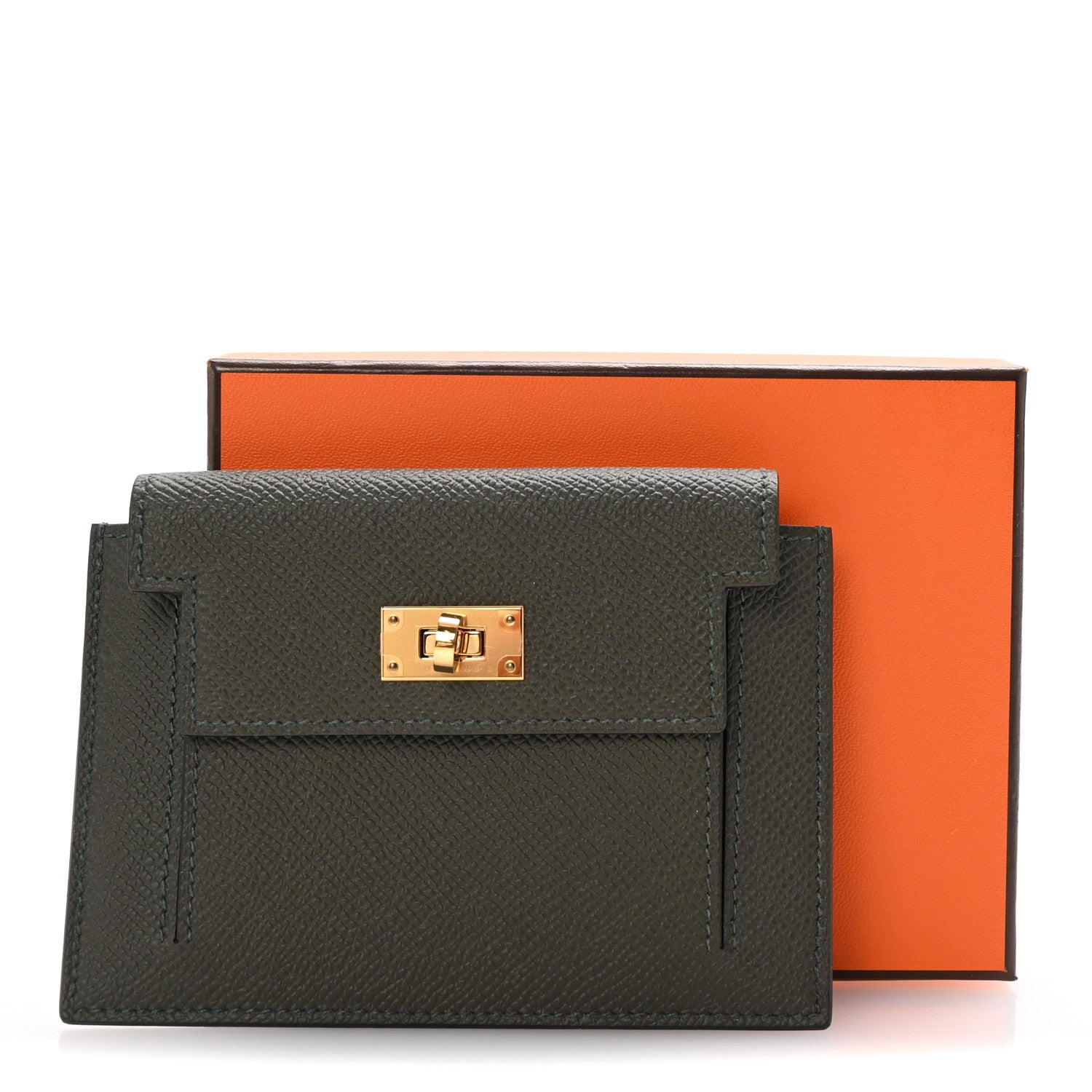 Hermes Epsom Kelly Pocket Compact Wallet Vert De Gris 7 of 7