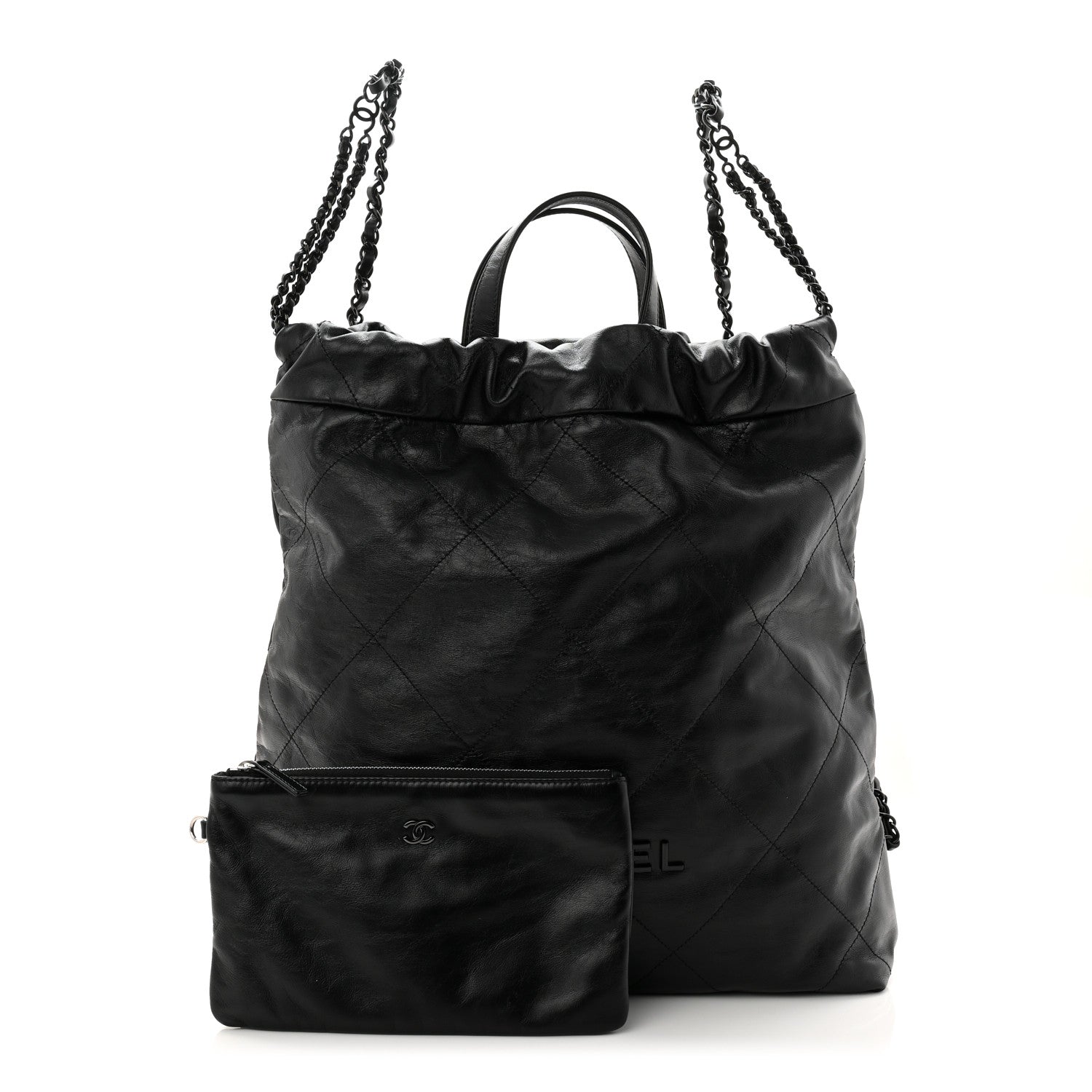 Chanel Shiny Calfskin Quilted Chanel 22 Backpack So Black 1825779 – FASHIONPHILE