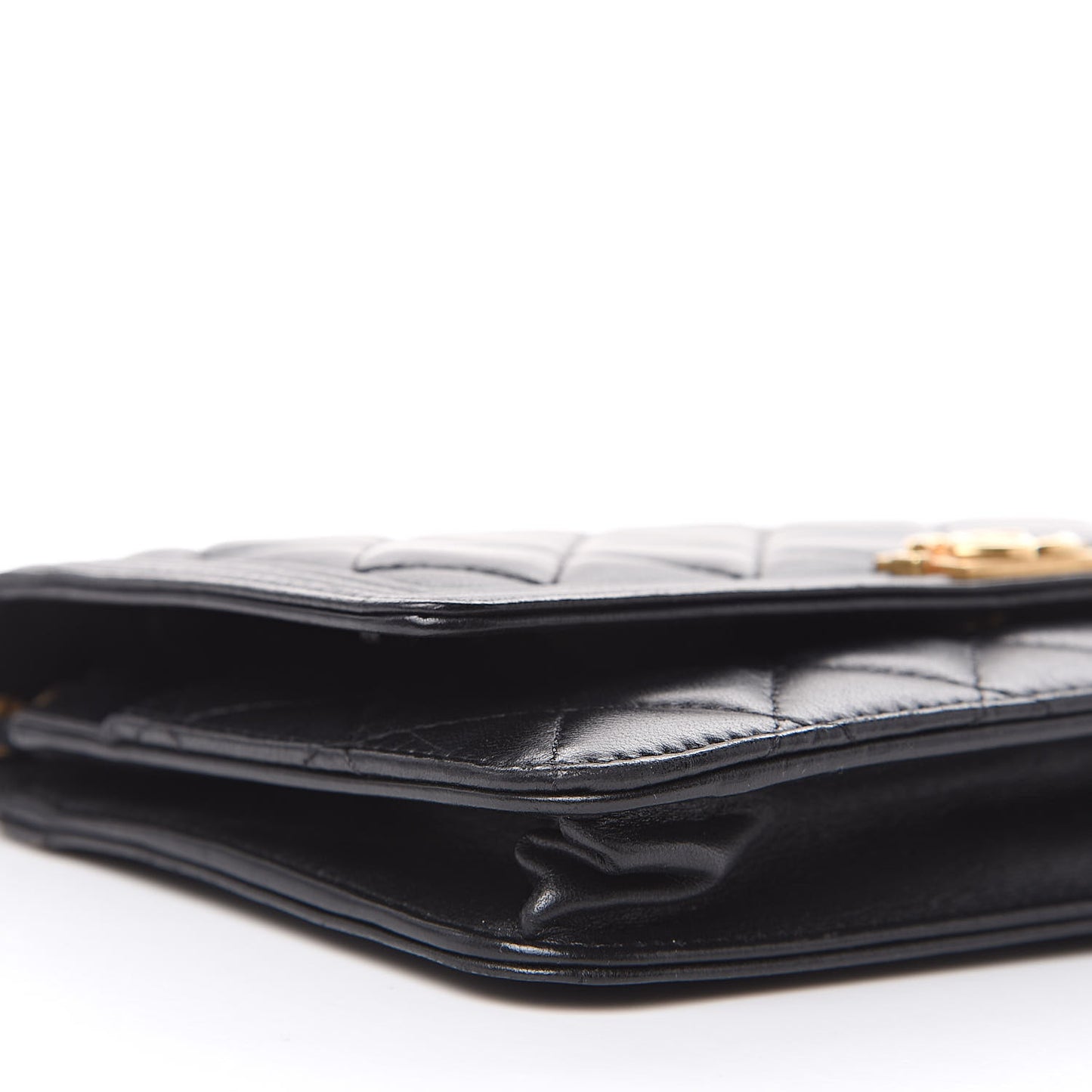 Lambskin Quilted Boy Wallet On Chain WOC Black