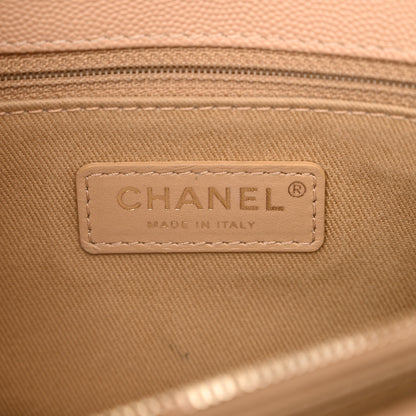 Chanel Caviar Chevron Quilted Small Coco Handle Flap Beige 6 of 14