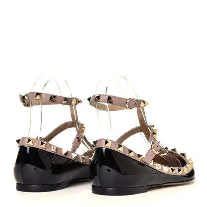 Valentino Garavani Patent Rockstud Cage Ballerina Flats 36.5 Black Poudre 3 of 6