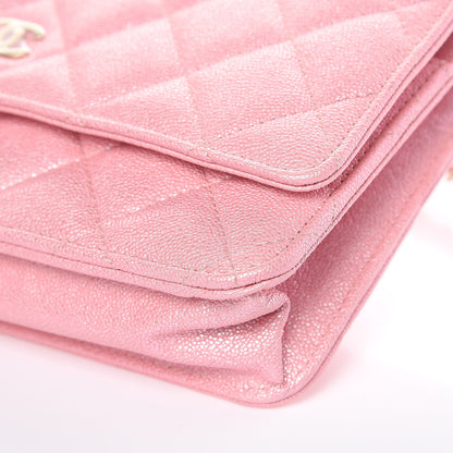 Chanel Iridescent Caviar Quilted Wallet on Chain WOC Rose Pink 10 of 12