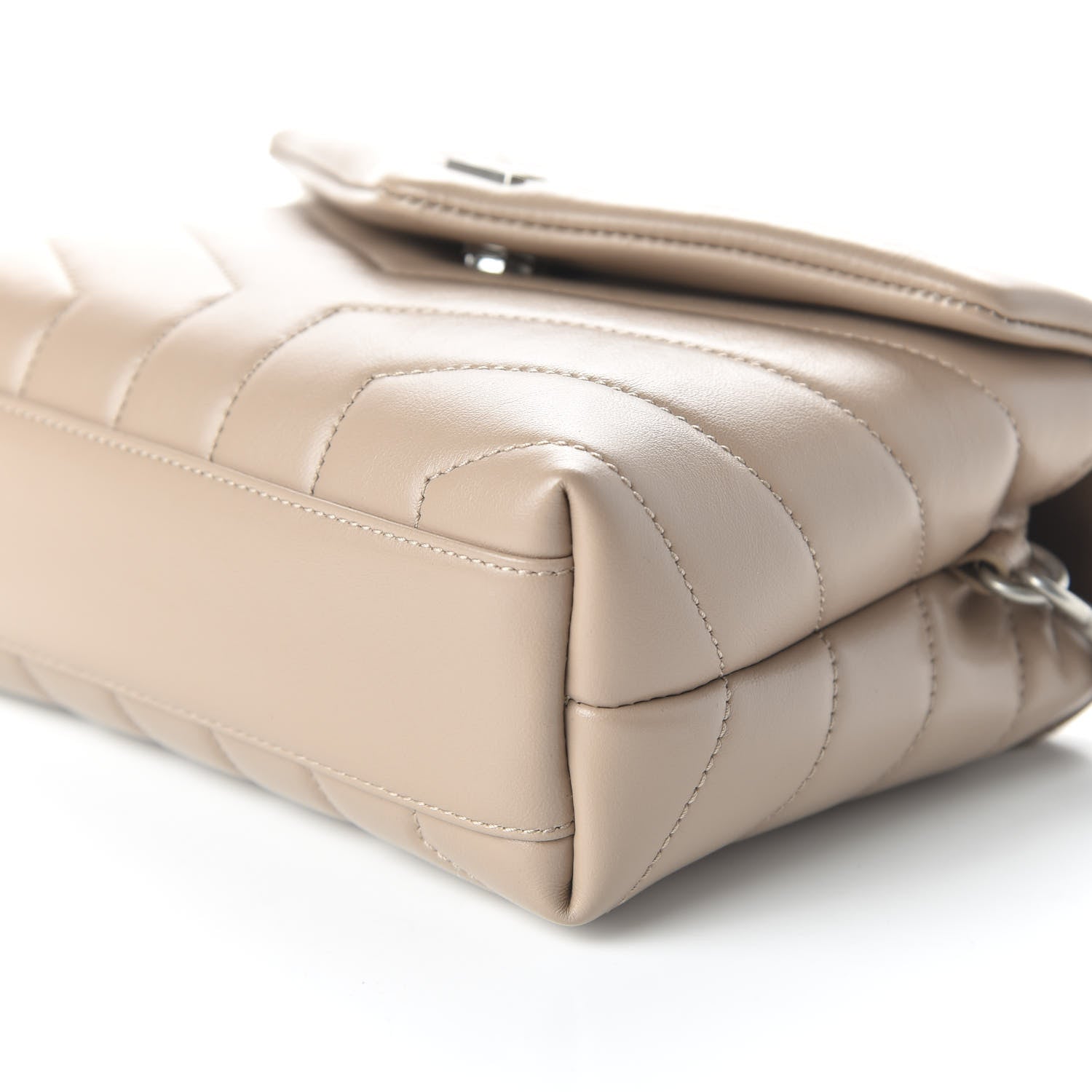 Saint Laurent Calfskin Y Quilted Monogram Toy Loulou Crossbody Bag Dusty Grey 7 of 10