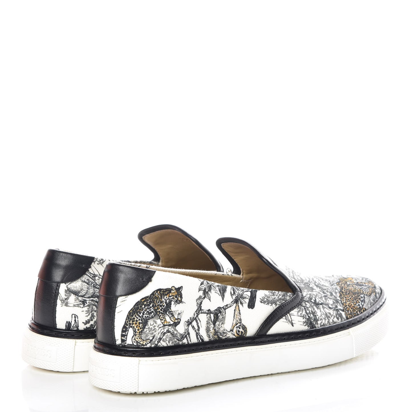 Cotton Canvas Printed Equateur Kick Slip On Sneakers 37.5 White