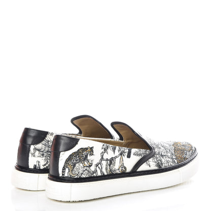 Hermes Cotton Canvas Printed Equateur Kick Slip On Sneakers 37.5 White 4 of 12