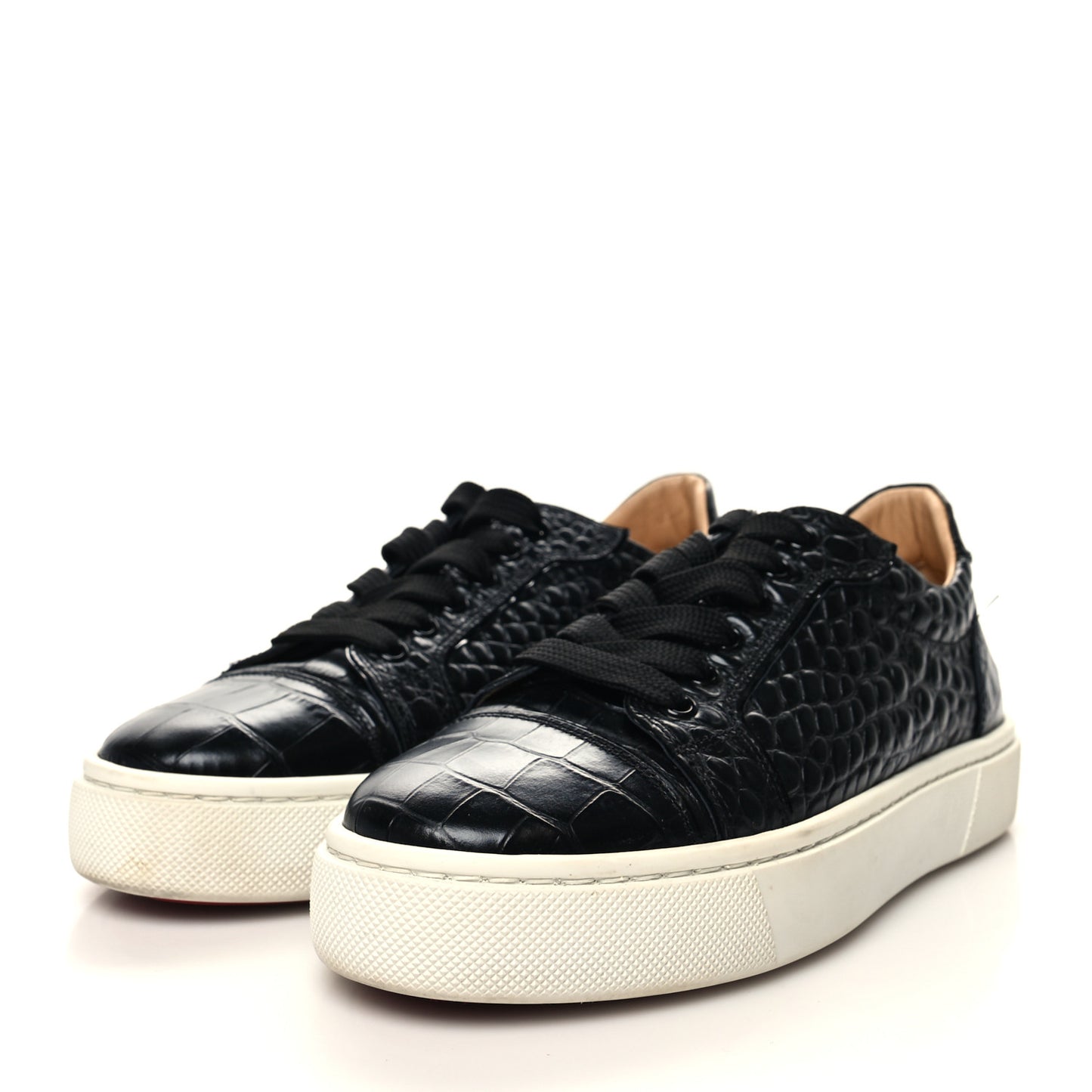 Calfskin Alligator Embossed Vieirissima Orlato Flat Sneakers 39 Black