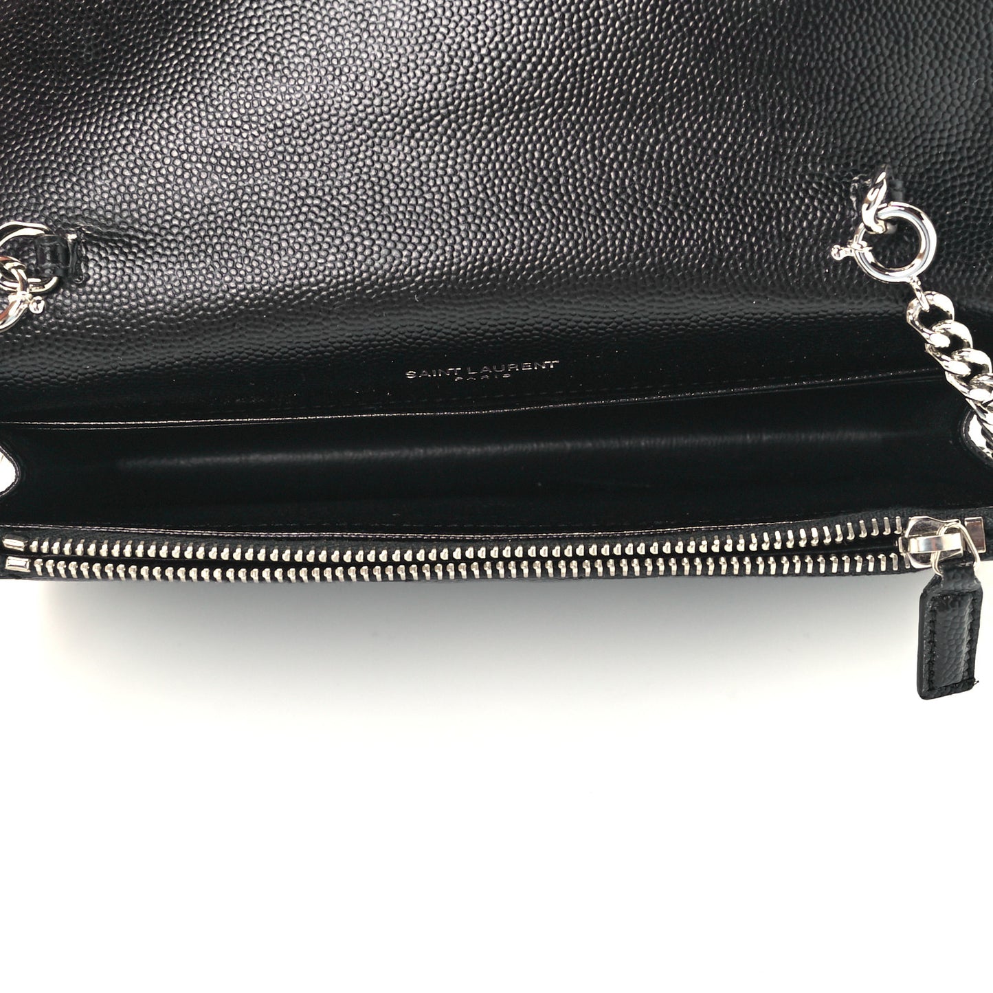 Grain De Poudre Matelasse Chevron Monogram Envelope Chain Wallet Black