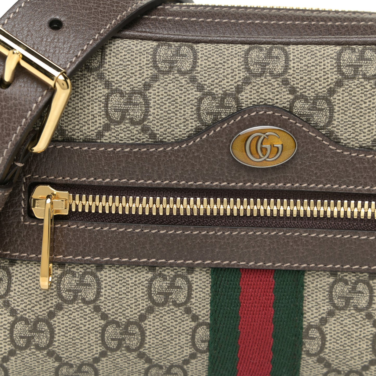 GG Supreme Monogram Web Small Ophidia Belt Bag 95 38 Dark Brown
