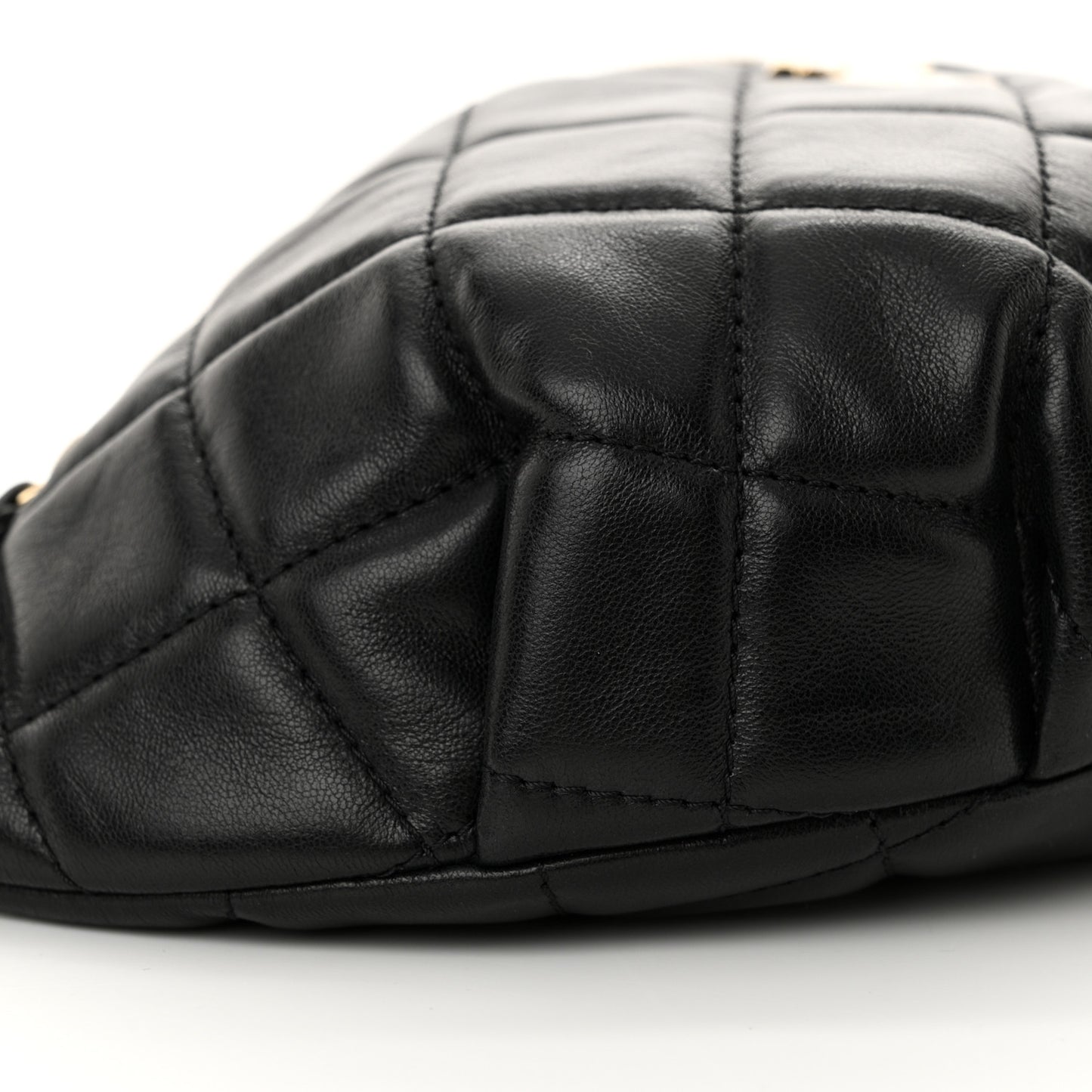 Lambskin Quilted Waist Bag Fanny Pack Black
