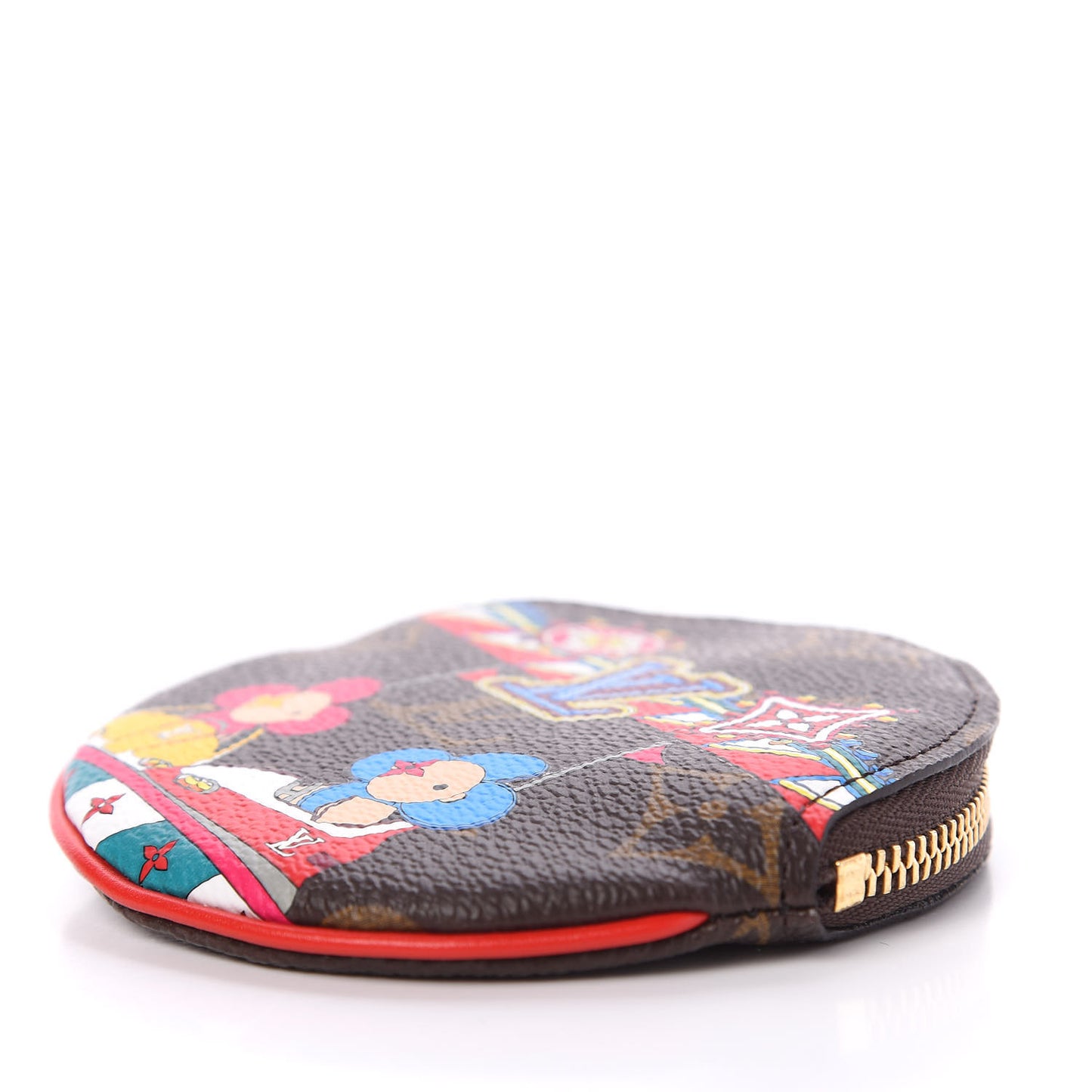 Monogram 2020 Christmas Animation Bumper Cars Round Coin Purse Coquelicot