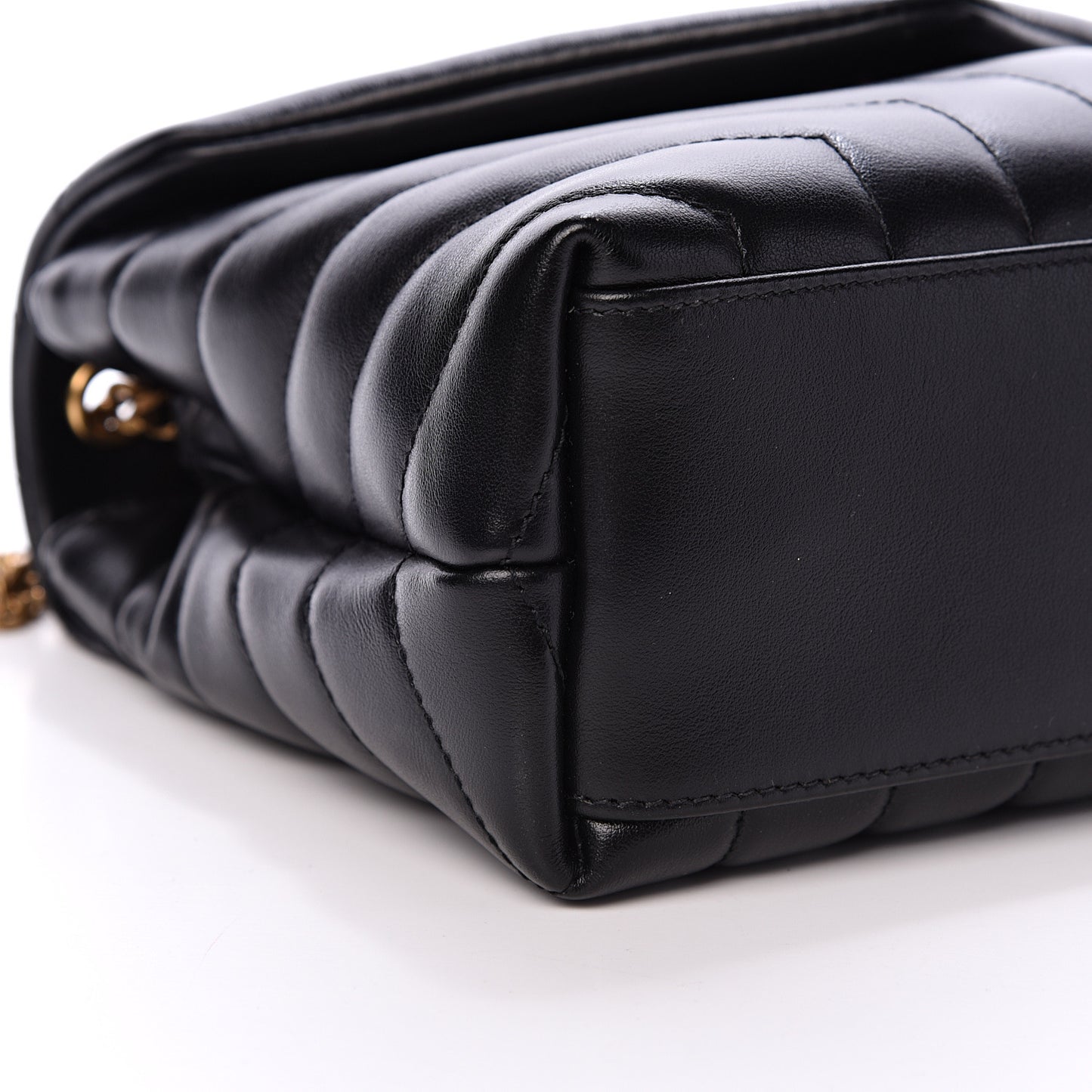 Calfskin Y Quilted Monogram Small Loulou Chain Satchel Black