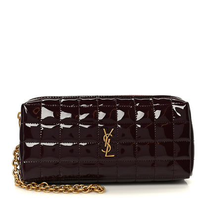 Saint Laurent Patent Calfskin Carre Quilted Cassandre Pouch On Chain Purple 1 of 8