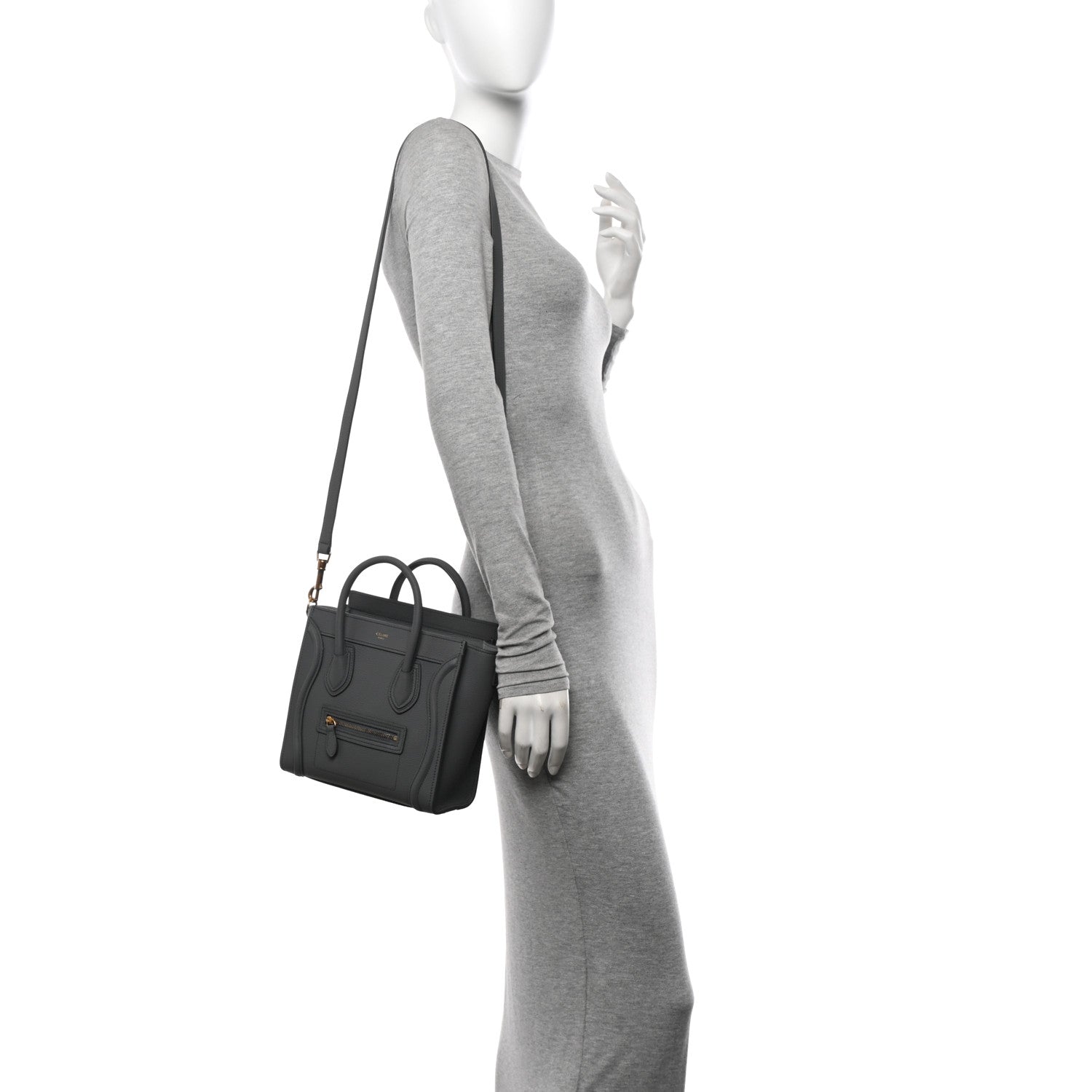 Celine Baby Drummed Calfskin Nano Luggage Kohl 2 of 11