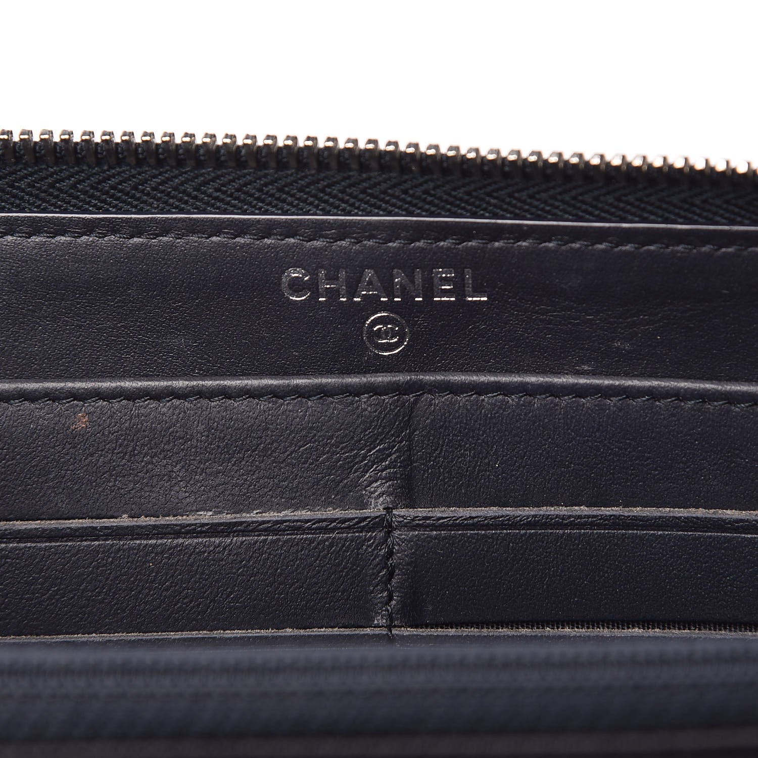 Chanel Denim Deauville Zip Around Wallet Dark Blue 6 of 14