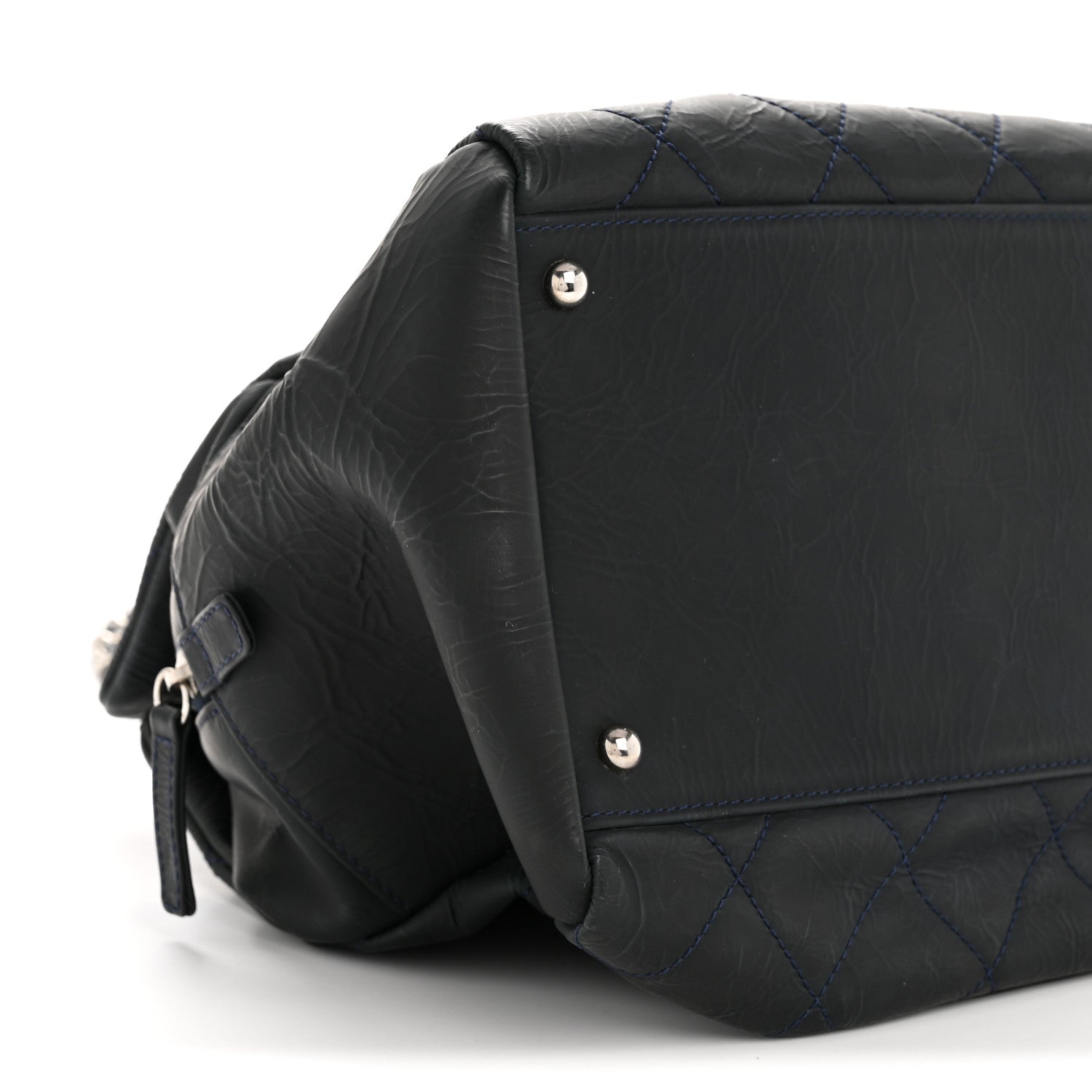 Chanel Crinkled Calfskin Grand Timeless Shopping Tote GTT Dark Blue 9 of 12