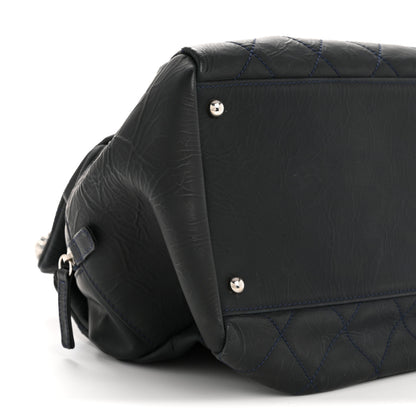 Chanel Crinkled Calfskin Grand Timeless Shopping Tote GTT Dark Blue 9 of 12