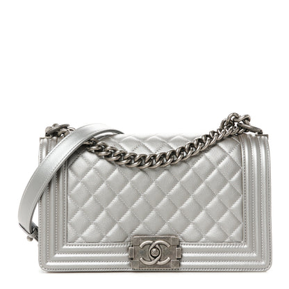 Chanel Metallic Caviar Quilted Medium Boy Flap Silver 1 of 10